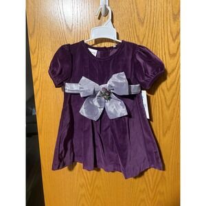 VTG Samara Girls Velvet Dress Purple Puff Sleeve Bow Toddler Special Occasion 3T